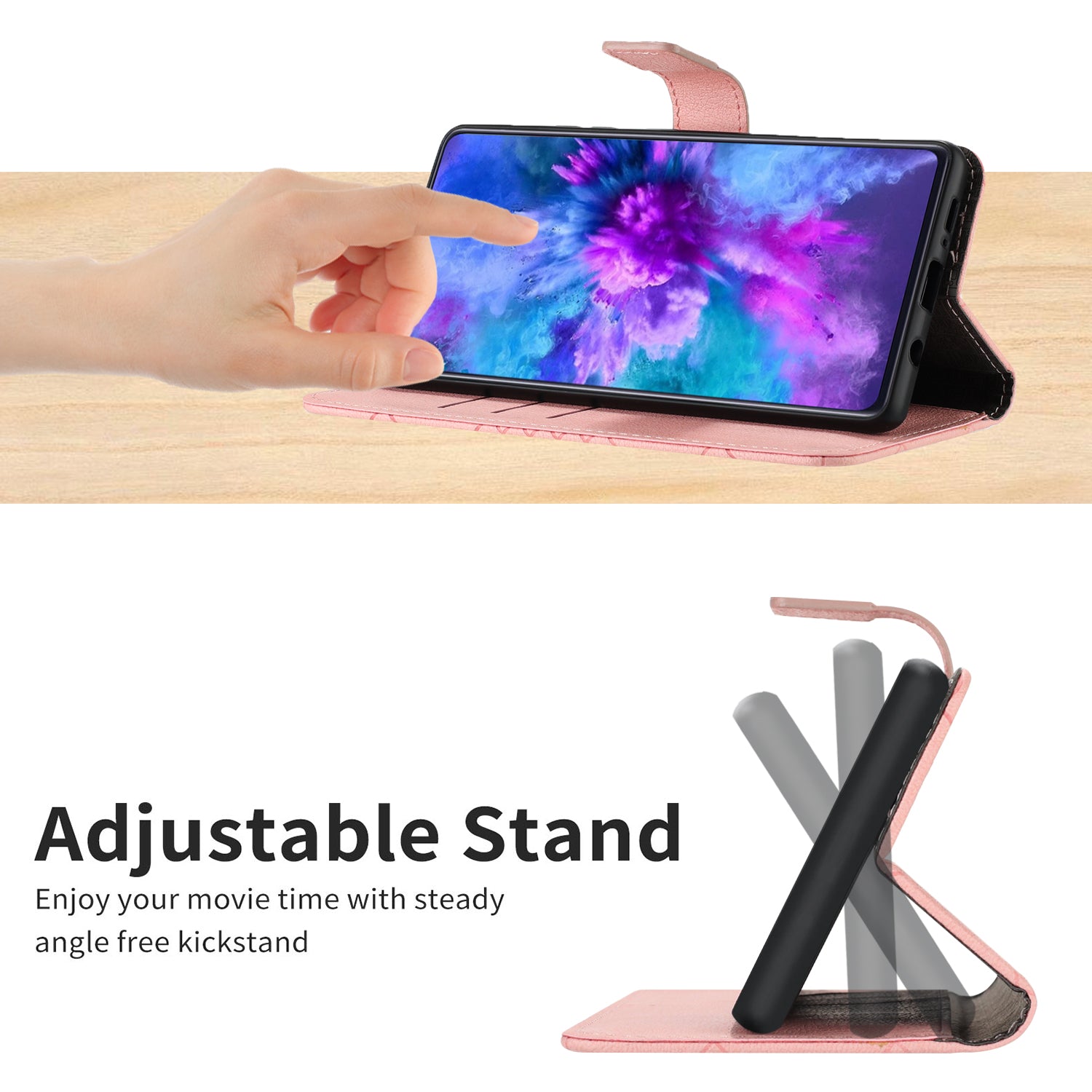 HT06 For Xiaomi Redmi 13C 4G / 5G / Poco C65 4G Leather Case Rhombus Pattern with Wrist Strap - Pink HT06 For Xiaomi Redmi 13C 4G / 5G / Poco C65 4G Leather Case Rhombus Pattern with Wrist Strap - Pink
